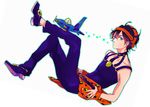  aerosmith_(stand) aircraft airplane belt black_hair blue_eyes choker headband jojo_no_kimyou_na_bouken male_focus narancia_ghirga ri_no_hito solo stand_(jojo) vento_aureo 