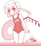  bad_id bad_pixiv_id fang flandre_scarlet flying_sweatdrops innertube kairakuen_umenoka kickboard long_hair monochrome multiple_girls name_tag o_o one-piece_swimsuit remilia_scarlet school_swimsuit side_ponytail swimsuit touhou wings 