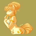  anthro anthrofied aries84 aunt_orange_(mlp) big_breasts blonde_hair blue_eyes blush breasts collar cutie_mark drooling equine female friendship_is_magic fruit hair horse invalid_color looking_at_viewer mammal my_little_pony orange_(fruit) pony saliva solo tongue tongue_out 
