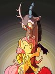  antler antlers couple cutie_mark discord_(mlp) docwario draconequus duo equine eyes_closed fangs female feral fluttershy_(mlp) friendship_is_magic horn horse hug male mammal my_little_pony pegasus pony red_eyes wings 