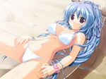  1girl bikini blue_hair mitsumine_minato oshiki_hitoshi solo suzunone_seven swimsuit white_bikini white_swimsuit 