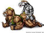  anal anthro donkey duo equine flaccid gay horse huge_muscles male mammal muscles penis pissy_badger what 