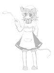  animal_ears bad_id bad_pixiv_id fuuen_(akagaminanoka) greyscale hand_on_hip ladle looking_at_viewer monochrome mouse_ears mouse_tail nazrin short_hair simple_background smile solo tail touhou white_background 