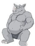  canson chubby ear_piercing male mammal nipple_piercing nipples overweight piercing rhinoceros solo speedo stomach swimsuit underwear 