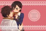 alvin_(tales) bad_id bad_pixiv_id blush brown_eyes brown_hair gift glasses jude_mathis male_focus multiple_boys smile tales_of_(series) tales_of_xillia yaoi 