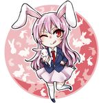  animal_ears bad_id bad_pixiv_id blush bunny bunny_ears chibi kikuichi_monji long_hair necktie purple_hair red_eyes red_neckwear reisen_udongein_inaba skirt smile solo tongue tongue_out touhou very_long_hair 