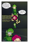 blue_eyes comic elf english_text female green_hair hair lurkergg mask mask_madness saria text 