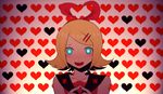  bad_id bad_pixiv_id banned_artist blonde_hair blush harano heart kagamine_rin looking_at_viewer open_mouth short_hair smile solo vocaloid 