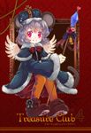  animal_ears argyle argyle_legwear crown iris_anemone mouse_ears mouse_tail nazrin orange_legwear pantyhose red_eyes short_hair silver_hair smile solo staff tail touhou 