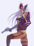  bad_id bad_pixiv_id breasts cyborg dark_skin elbow_gloves gloves gun handgun large_breasts lips long_hair pistol smile solo t-elos take_no_ko_(dodon) underboob weapon white_hair xenosaga xenosaga_episode_iii 