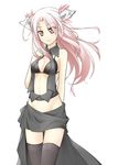  black_legwear breasts groin highres horns long_hair medium_breasts older original ouka_september pink_hair red-eyes_macadamiachoco red_eyes simple_background smile solo thighhighs white_background 