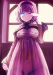  absurdres alice_margatroid alternate_costume backlighting blue_eyes breasts capelet covered_nipples highres kose_takashi long_sleeves looking_at_viewer medium_breasts navel nightgown no_bra no_panties one_eye_closed pink_hair rubbing_eyes see-through short_hair solo touhou window 