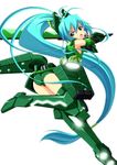  aqua_eyes armor ass chouzetsu_yarou gauntlets greaves green_hair huge_weapon legs solo sword vividgreen vividred_operation weapon 