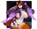  anthro areola armor big_breasts blizzard_entertainment breasts clothed clothing dagger female huge_breasts looking_at_viewer mammal melee_weapon panda pandaren porin red_pandaren skimpy slightly_chubby smile solo thick_thighs unconvincing_armor underwear ursine video_games voluptuous warcraft weapon 
