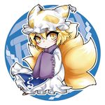  animal_ears bad_id bad_pixiv_id blonde_hair fox_ears fox_tail kikuichi_monji multiple_tails solo tail touhou yakumo_ran yellow_eyes 