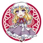  bad_id bad_pixiv_id blonde_hair bow chibi dress kikuichi_monji long_hair maribel_hearn open_mouth purple_eyes solo touhou 