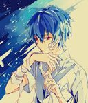  ayanami_rei bandages blue_hair genderswap genderswap_(ftm) kkkkt male_focus neon_genesis_evangelion red_eyes solo 