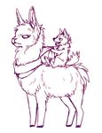  ambiguous_gender canine eye_contact falvie llama mammal monochrome purple_and_white uncolored wolf 