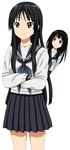  akiyama_mio black_eyes black_hair can't_be_this_cute chitanda_eru company_connection cosplay cp9a hime_cut hyouka k-on! kyoto_animation long_hair look-alike looking_at_another looking_at_viewer multiple_girls official_style purple_eyes school_uniform simple_background skirt smile uniform very_long_hair white_background 