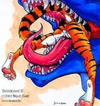  blue dinosaur feline invalid_tag mouth pussy scalie teeth tiger tongue 