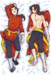  axis_powers_hetalia brown_hair china_(hetalia) chinese_clothes dakimakura highres long_hair looking_at_viewer lying male_focus on_bed ponytail solo 