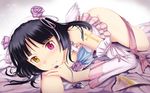  black_hair bottomless cross edogawakid flower gokou_ruri heterochromia highres jewelry long_hair mole mole_under_eye necklace ore_no_imouto_ga_konna_ni_kawaii_wake_ga_nai smile solo wings 