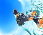  bad_id bad_pixiv_id cloud day hatsune_miku long_hair outstretched_arm sky solo suno-pi vocaloid 