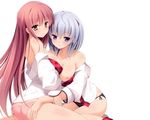  2girls blue_hair bra breasts imouto_no_katachi meta miyuki_sena mutou_kurihito nipples open_shirt panties pink_hair sphere underwear white 