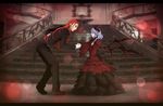  alternate_costume blue_eyes blue_hair braid butler crossdressing dress female_butler formal gloves hat height_difference hong_meiling long_hair multiple_girls neko_majin orange_hair red_eyes remilia_scarlet short_hair smile stairs suit touhou wings 