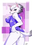  animal_crossing anthro back_turned blue_eyes blush bottomless breasts butt canine claws clothed clothing erect_nipples female half-dressed heat looking_at_viewer looking_back mammal nintendo nipples open_mouth partially_clothed presenting pussy_juice side_boob smile solo sweat tongue unknown_artist video_games whitney_(animal_crossing) wolf 