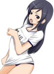  aragaki_ayase black_eyes black_hair buruma dutch_angle gym_uniform long_hair ore_no_imouto_ga_konna_ni_kawaii_wake_ga_nai shirt_tug yuutai 