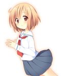  bad_id bad_pixiv_id blush kotoura-san kotoura_haruka neckerchief oniku_(shimofuri-ke) orange_eyes orange_hair red_neckwear school_uniform serafuku short_hair skirt smile solo 