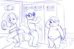  alvin_and_the_chipmunks alvin_seville bluepaw bulge chipmunk eyewear fluffy_tail food glasses locker_room lockers simon_seville sketch theodore_seville underwear 