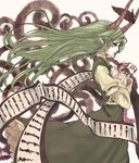  dress ex-keine green_hair horns kamishirasawa_keine kuronuko_neero long_hair pointy_ears profile red_eyes scroll solo tears touhou 