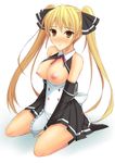  1girl apron blonde_hair blush breasts breasts_outside dream_c_club genkick long_hair looking_at_viewer mian_(dream_c_club) nipples solo twintails waitress yellow_eyes 