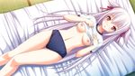  bloomers blush breasts game_cg gym_uniform kikouyoku_senki_gin_no_toki_no_corona long_hair matsuryuu nipples no_bra tagme_(character) 