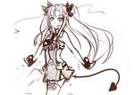  astarotte_ygvar bare_shoulders blush bow demon_tail hair_bow long_hair lotte_no_omocha! monochrome panties_(pantsu-pirate) pointy_ears sketch smile solo tail thighhighs twintails wrist_cuffs 