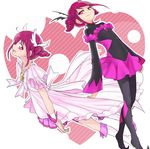  bad_end_happy bad_end_precure bodysuit cure_happy dark_persona dress dual_persona gloves highres hoshizora_miyuki image_sample long_hair md5_mismatch multiple_girls pink pink_eyes pink_hair pixiv_sample precure princess_form_(smile_precure!) skirt smile smile_precure! twintails yuucho 