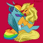  apple appledash artagonist bed_head cuddling cutie_mark duo equine female feral freckles friendship_is_magic fruit girlfriend hair horse mammal multi-colored_hair my_little_pony pegasus pony rainbow_dash_(mlp) rainbow_hair simple_background sleeping under_cut undercut wings 