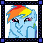  blue_hair equine female friendship_is_magic hair horse looking_at_viewer multi-colored_hair my_little_pony pegasus pixelated pony purple_eyes rainbow_dash_(mlp) rainbow_hair solo wings 