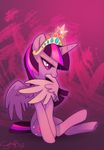  abstract_background blush crown cutie_mark equine female feral friendship_is_magic gold hair horn horse mammal multi-colored_hair my_little_pony nibble pony preening purple_eyes sajira sitting solo twilight_sparkle_(mlp) winged_unicorn wings 