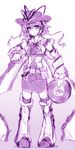  alternate_costume belt boots breasts detached_sleeves frills hat headphones kazetto medium_breasts monochrome nagae_iku record sketch solo thighhighs touhou 