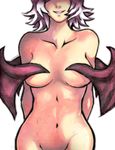  breasts covering covering_self female hair human humanized mammal navel nude rouge_the_bat sega smile solo sonic_(series) white_hair wings 