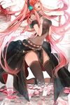  hebi_(yurari) highres long_hair looking_at_viewer megurine_luka open_mouth pink_hair skirt smile solo thighhighs vocaloid wings 