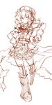  aki_minoriko alternate_costume gloves hat headphones kazetto leaf monochrome sketch skirt sleeveless solo thighhighs touhou 