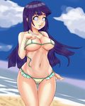  1girl bikini breasts cleavage hyuuga_hinata large_breasts naruto navel purple_hair sakuama see-through swimsuit thigh_gap 