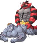  abs all_fours anal anal_penetration anthro blush cum cum_inside duo from_behind_position hi_res incineroar machoke maldu male male/male muscular muscular_male nintendo nipples nude pecs penetration pok&eacute;mon pok&eacute;mon_(species) sex video_games 