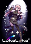  blue_eyes boots caffein clenched_hands highres long_hair megurine_luka pink_hair solo star thighhighs vocaloid 