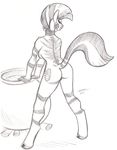  anthrofied back blue_eyes breasts butt ear_piercing equine female friendship_is_magic hooves looking_back mammal michael_caddell my_little_pony nude piercing pot raised_tail side_boob solo zebra zecora_(mlp) 