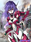  agahari android copyright_name long_hair looking_at_viewer purple_hair red_eyes robot_joints sekai_summoner_kumiai solo 